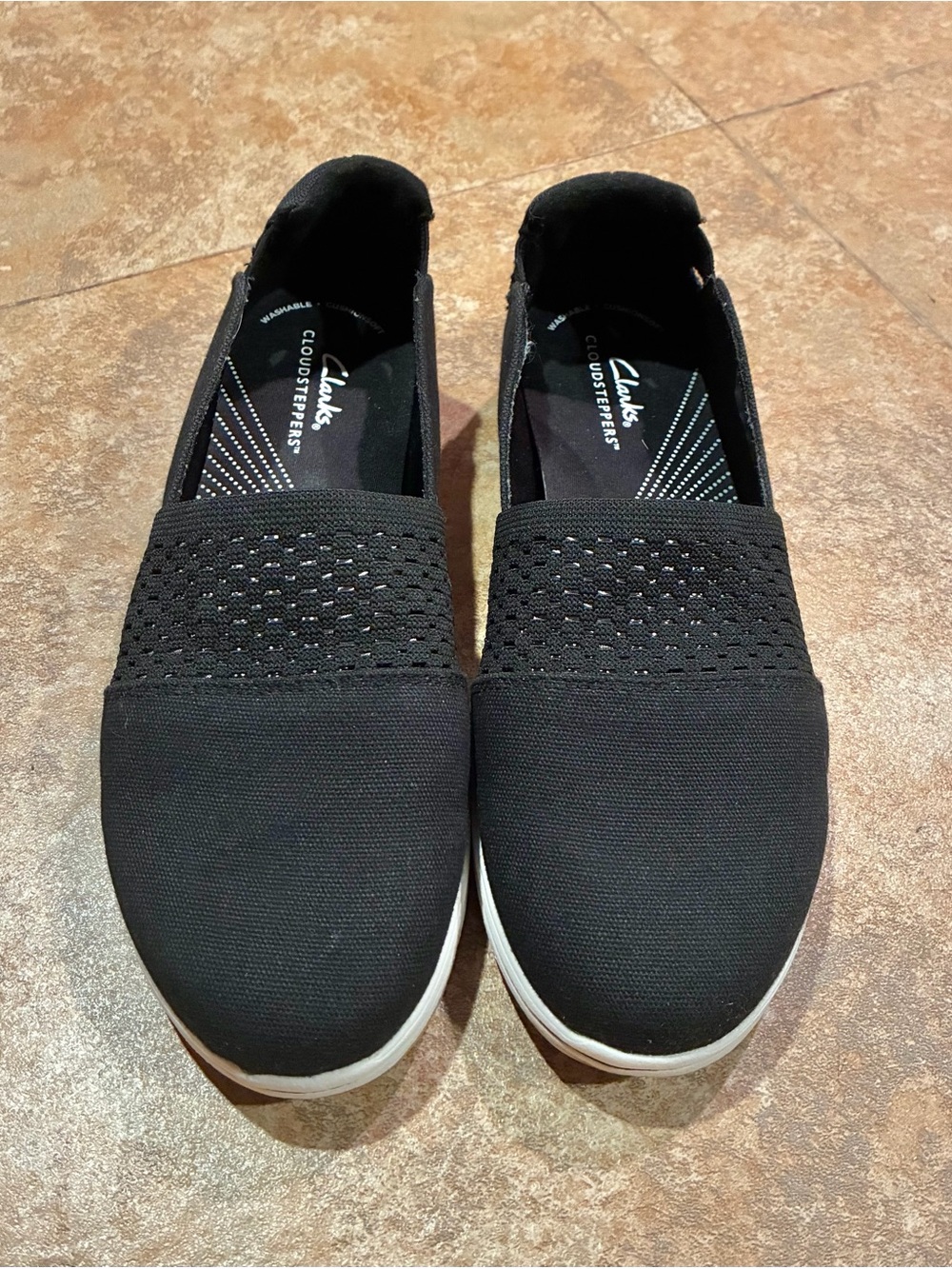 Clarks Black Knit Slip-On Sneakers